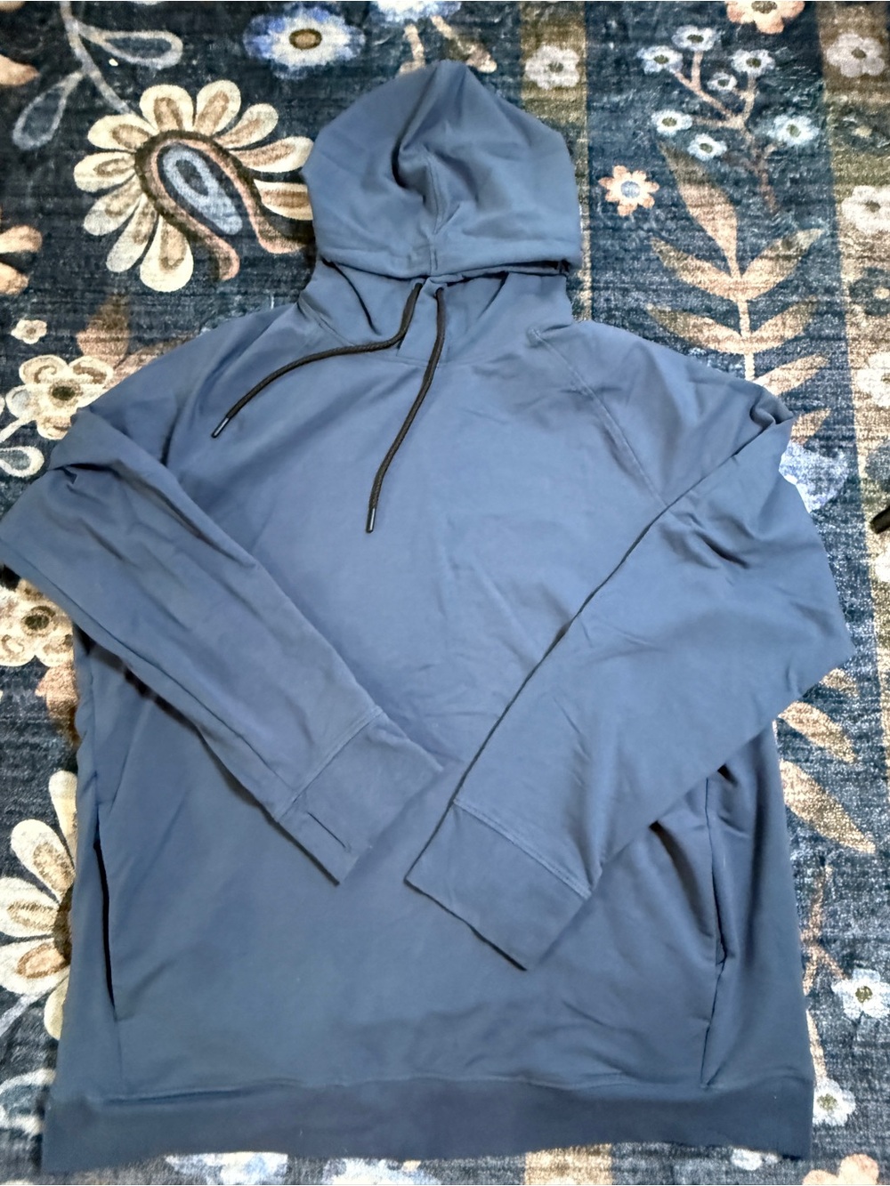 Men's Slate Blue Pullover Hoodie with Drawstring